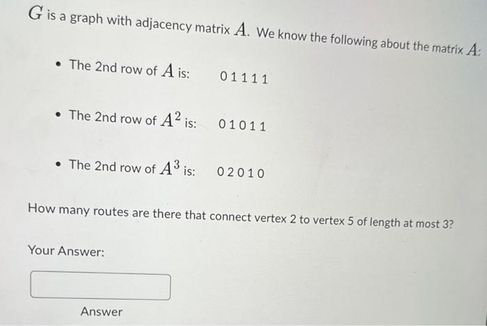 Solved G is a graph with adjacency matrix A. We know the | Chegg.com