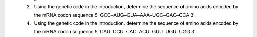 Solved 3. Using the genetic code in the introduction, | Chegg.com