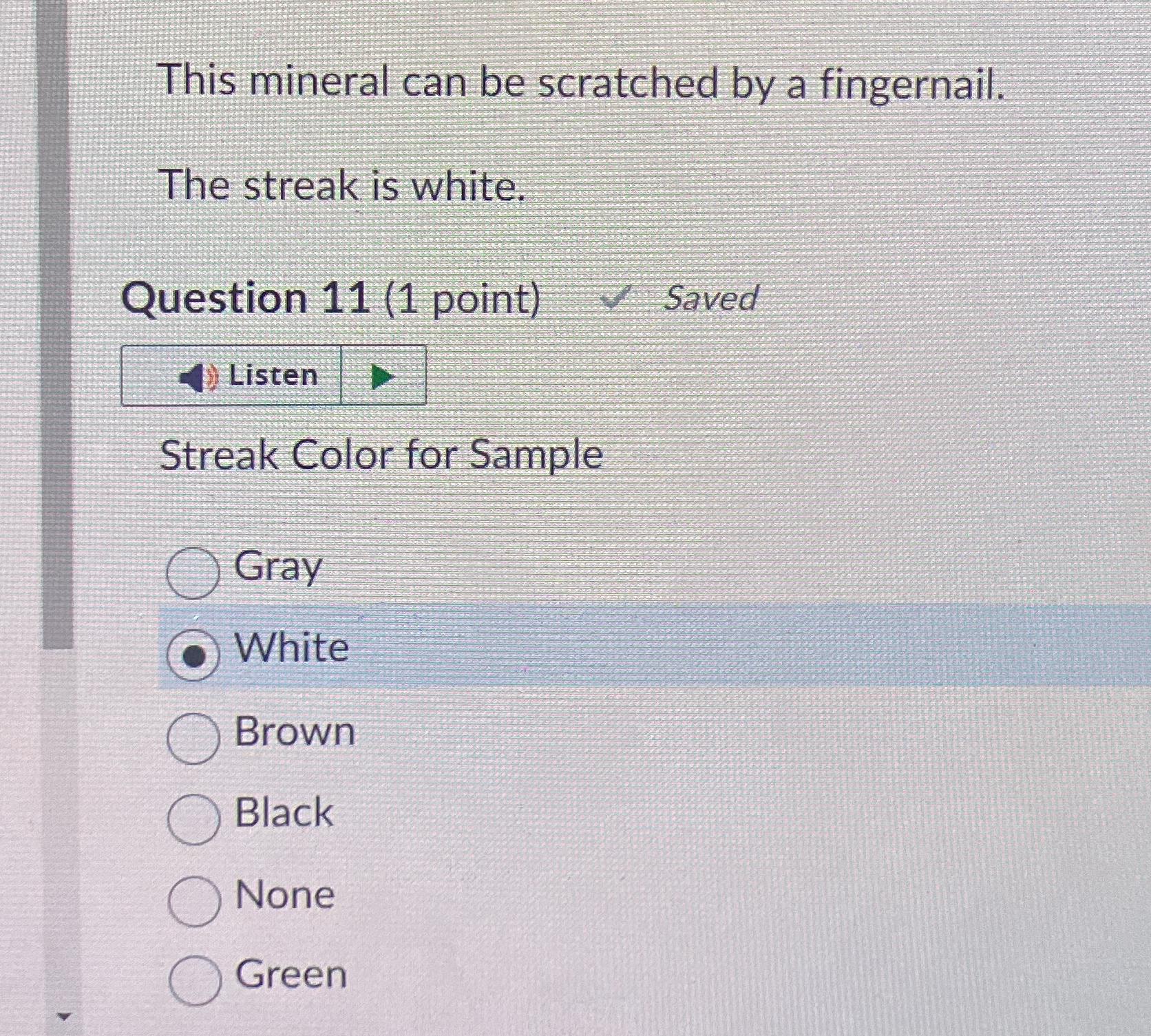 Solved This mineral can be scratched by a fingernail.The