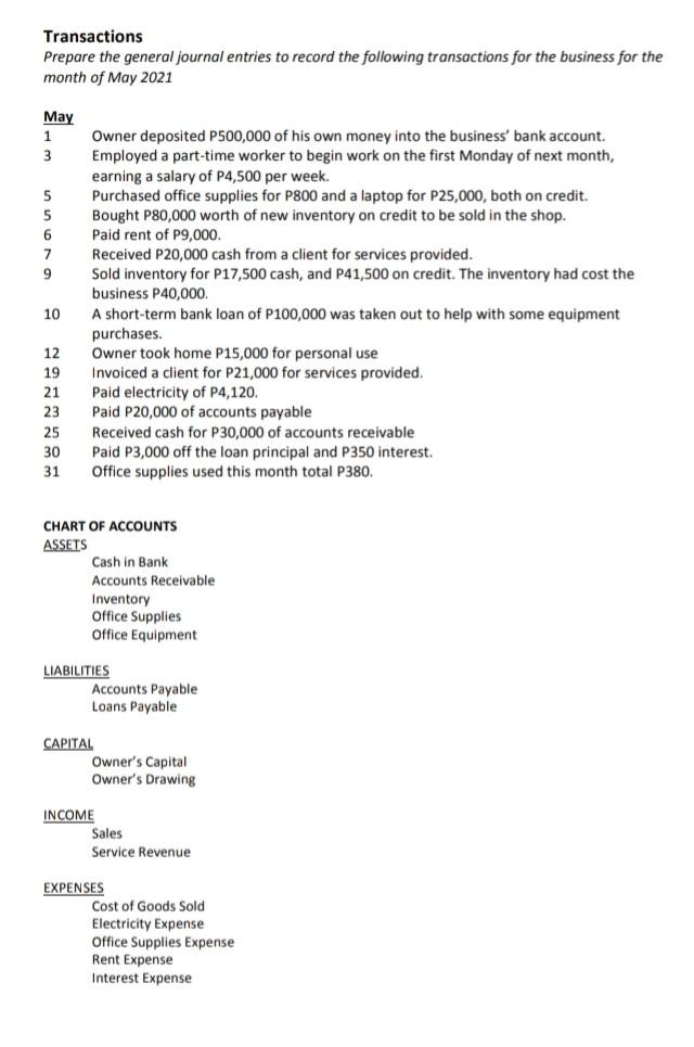 Solved Transactions Prepare the general journal entries to