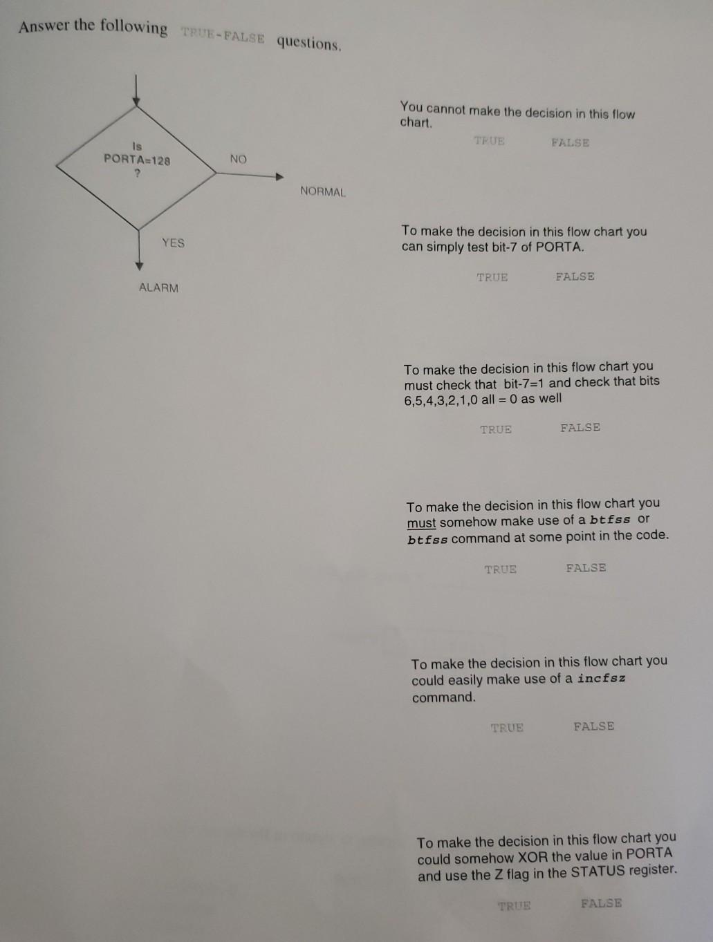 Solved Answer the following TRUE FALSE questions. You cannot | Chegg.com