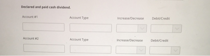 Solved Paid cash on account Account #1 Account Type | Chegg.com