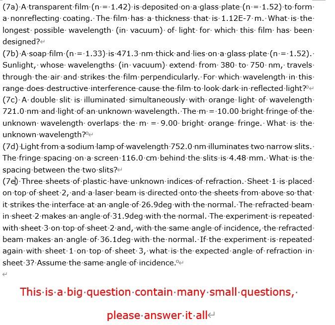 Solved (7a) A-transparent-film-(n-=-1.42) is