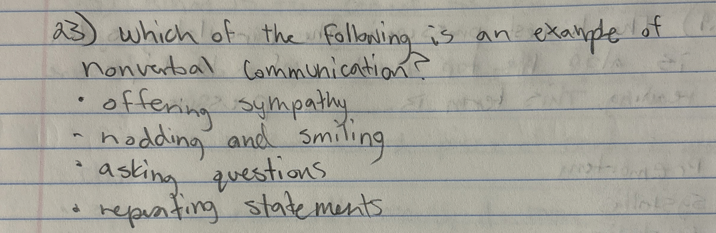 Which of the following is an example of nonverbal | Chegg.com