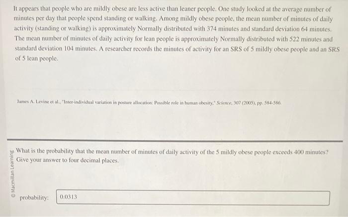 Solved It appears that people who are mildly obese are less | Chegg.com