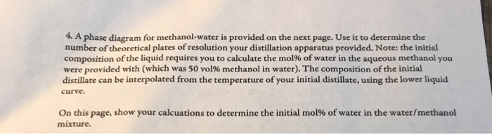 4. A phase diagram for methanol-water is provided on | Chegg.com