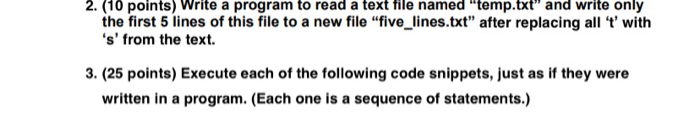 2. (10 points) Write a program to read a text file | Chegg.com