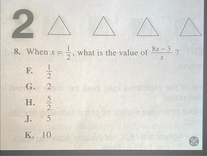 Solved 8 When X21 What Is The Value Of X8x−3 F 21 G 2 3908