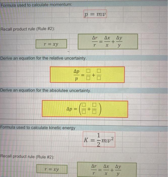 Solved Formula used to calculate momentum: p = mv Recall | Chegg.com