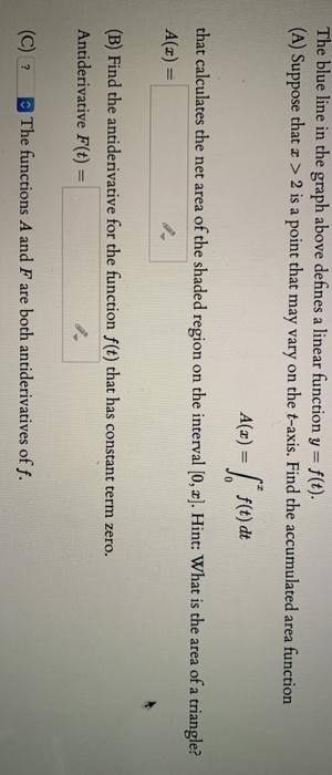 Solved 18 X 1 0 Graph Of Y F t The Blue Line In The Chegg