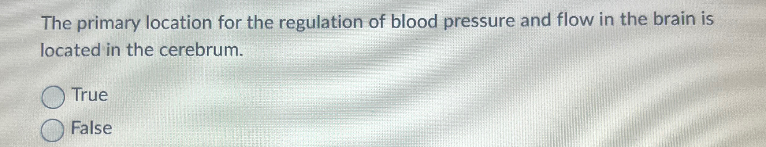 Solved The primary location for the regulation of blood | Chegg.com
