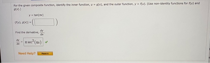 Solved For the given composite function, Identify the inner | Chegg.com