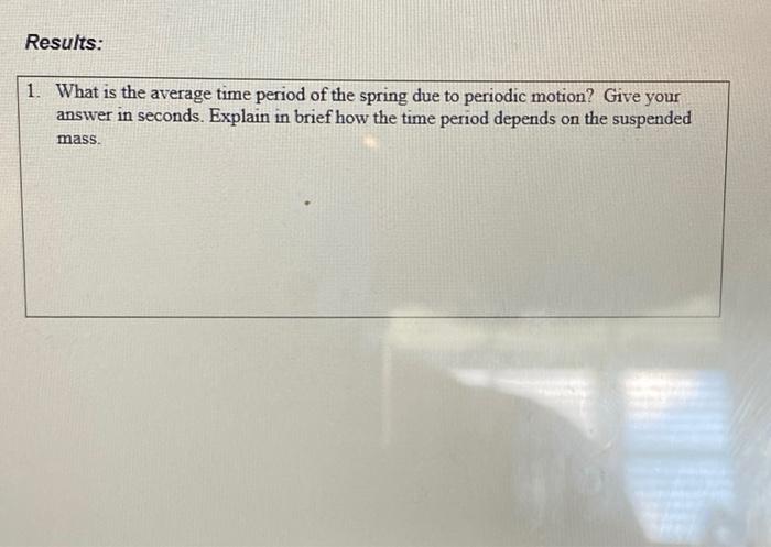 Solved 1. What is the average time period of the spring due | Chegg.com