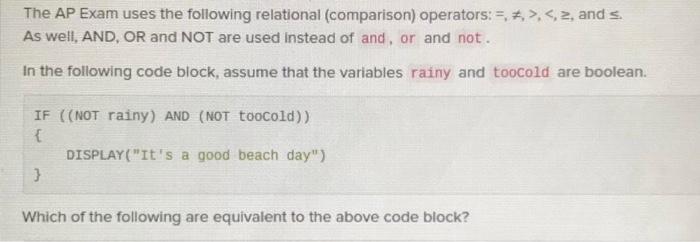 Solved The AP Exam uses the following relational | Chegg.com