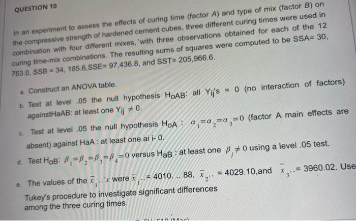 Solved In a two-factor experiment where factor A consists of | Chegg.com