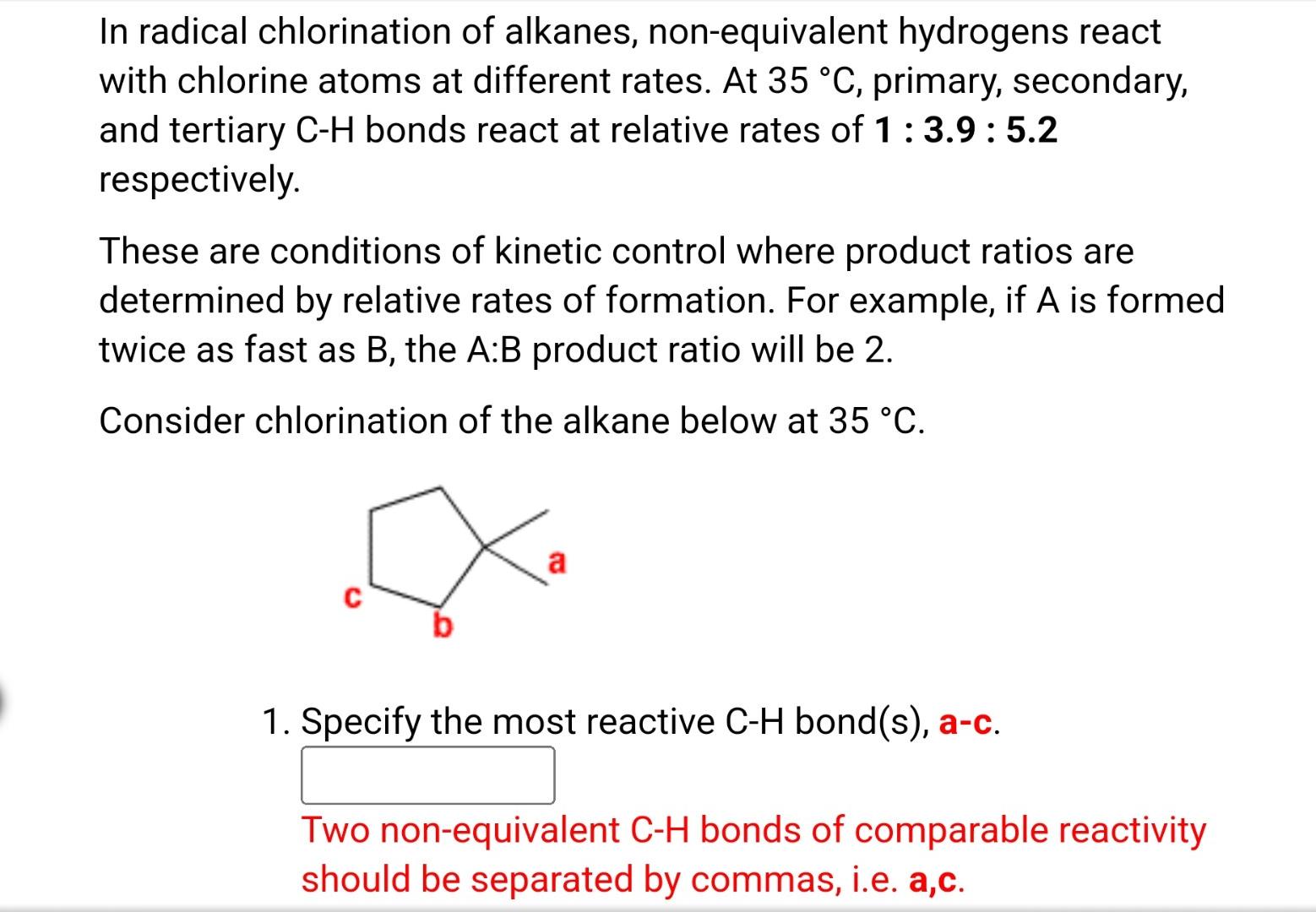 Solved In Radical Chlorination Of Alkanes, Non-equivalent | Chegg.com