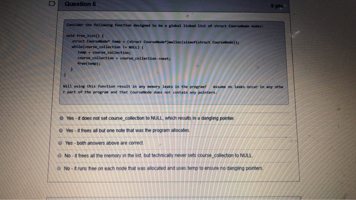 Solved Question 5 5 pts Consider the following function | Chegg.com
