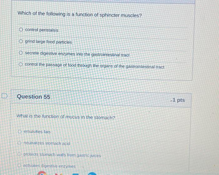 Solved Which of the following is a function of sphincter