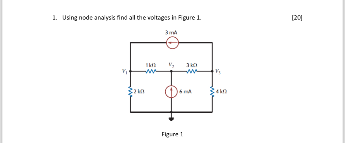 Solved Using node analysis find all the voltages in Figure | Chegg.com