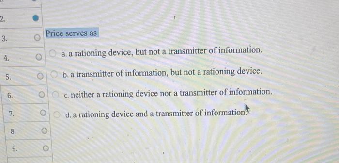 Solved Price serves as a. a rationing device, but not a | Chegg.com