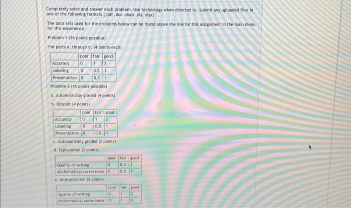 Solved Completely solve and answer each problem. Use | Chegg.com