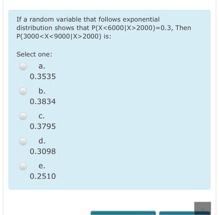 Solved If a random variable that follows exponential | Chegg.com