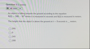 Solved Question 1 (2 ﻿points)An object is falling towards | Chegg.com