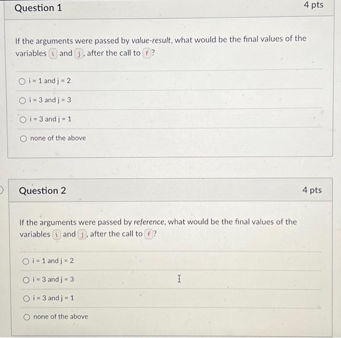 Solved The first 2 questions refer to this C/C++ code | Chegg.com