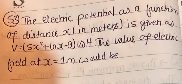 Solved (53) The electric potential as a function of distance | Chegg.com