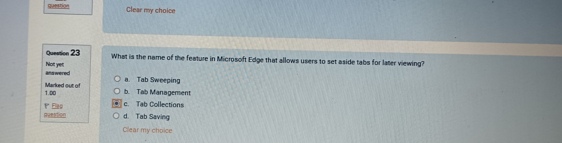 Solved questionClear my choiceQuestion 23Not yet | Chegg.com