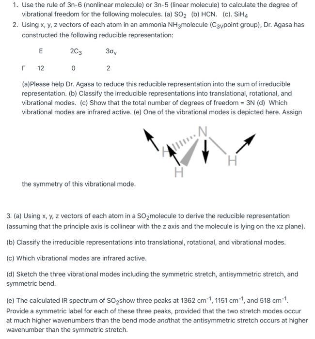Solved 1 Use The Rule Of 3n 6 Nonlinear Molecule Or 3n Chegg Com