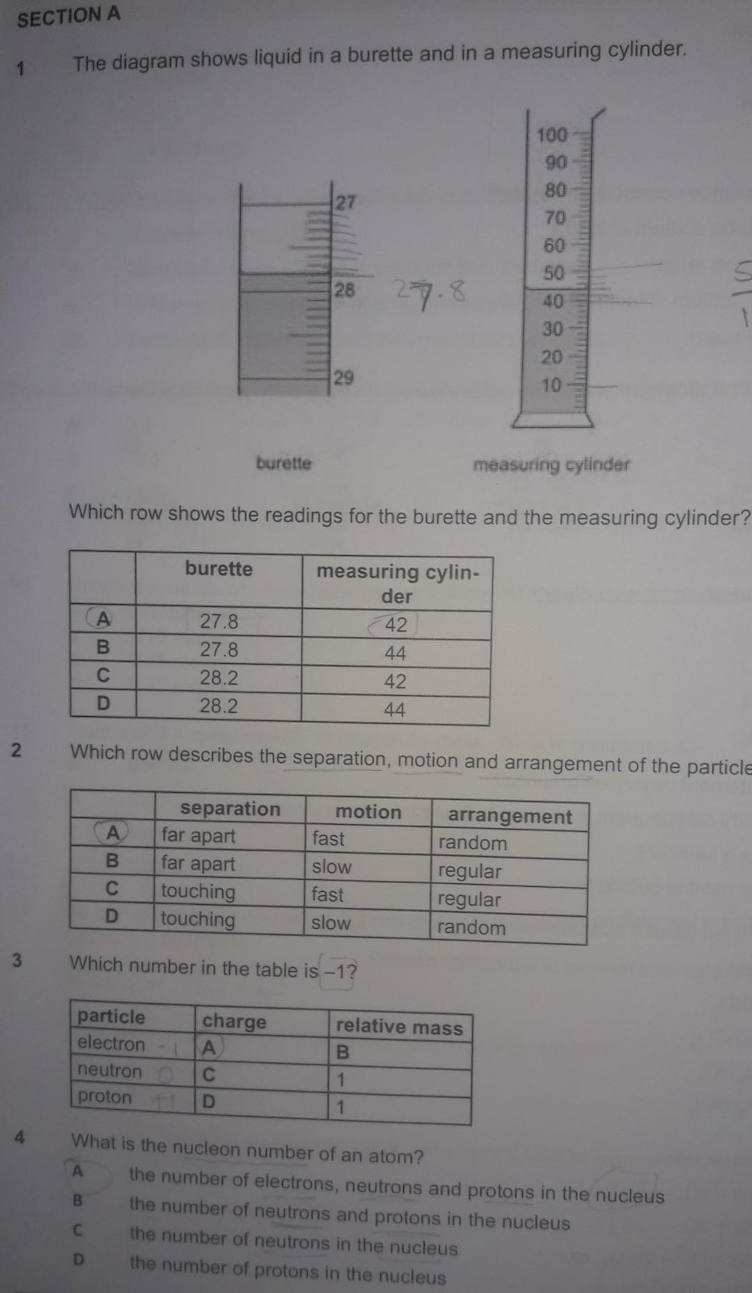 Solved 1 The diagram shows liquid in a burette and in a