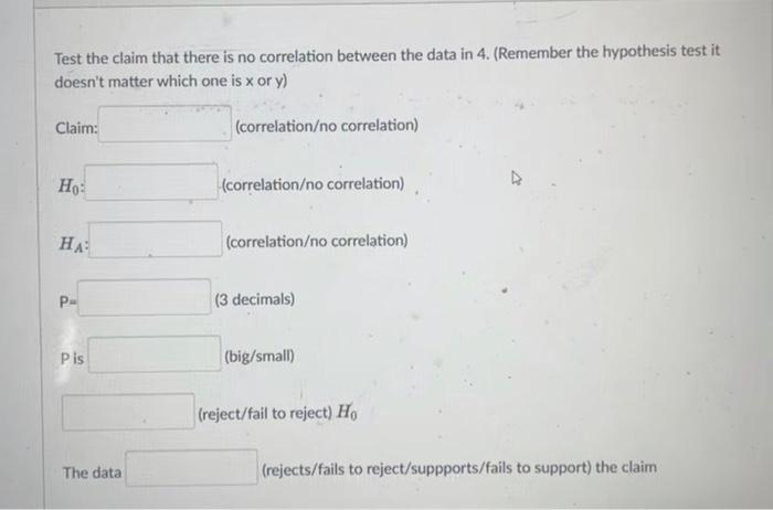 Solved Test the claim that there is no correlation between | Chegg.com