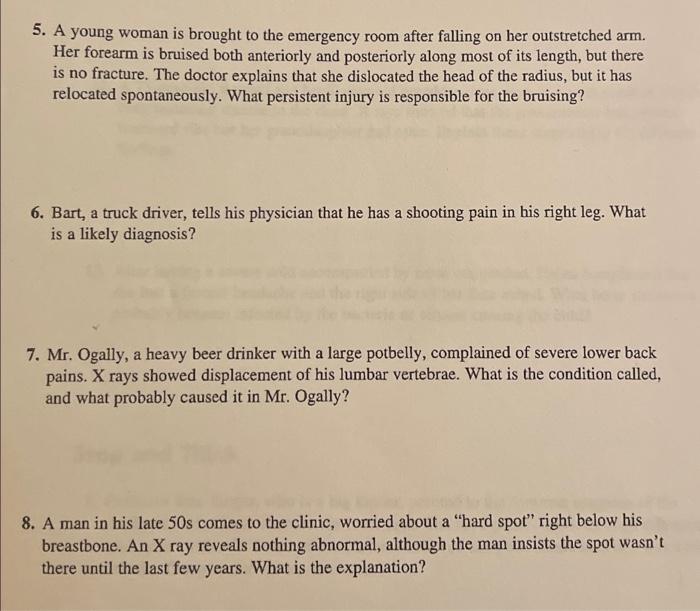 Solved 5. A young woman is brought to the emergency room | Chegg.com