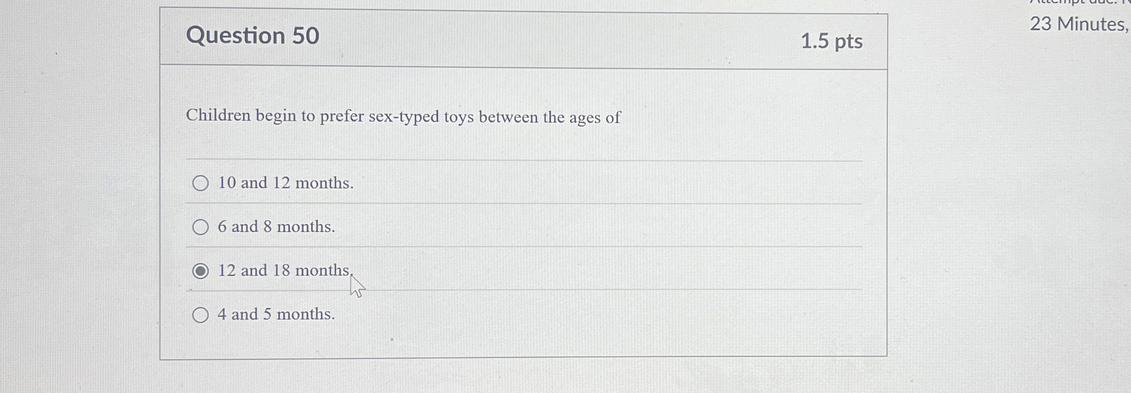 Solved Question 501.5 ﻿ptsChildren begin to prefer sex-typed