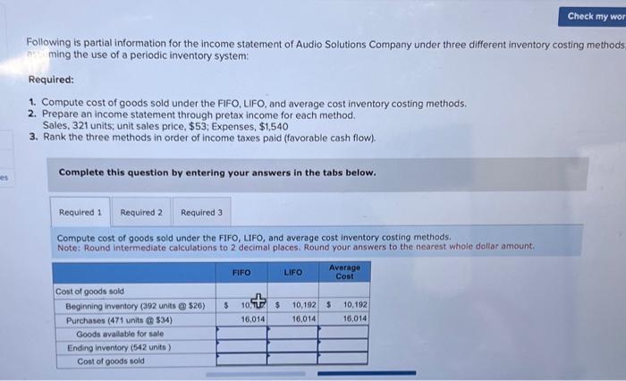 Solved Following is partial information for the income | Chegg.com