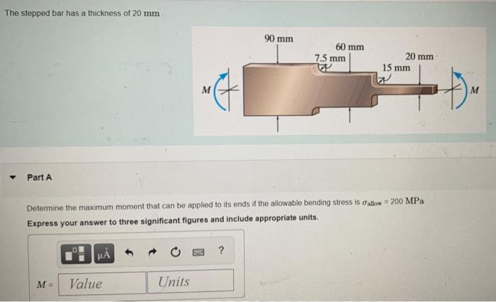 Solved The Stepped Bar Has A Thickness Of 20 Mm 90 Mm 60 Mm | Chegg.com