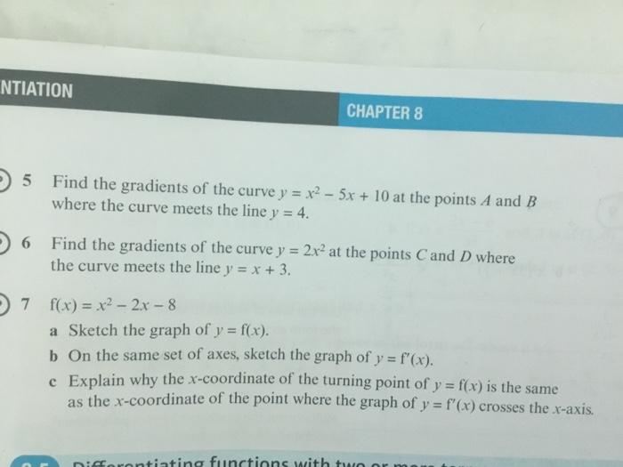 Solved Ntiation Chapter 8 5 Find The Gradients Of The Curve Chegg Com