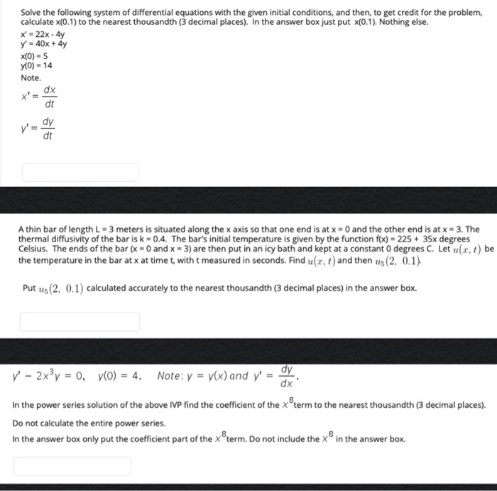 Solved Solve the following system of differential equations | Chegg.com