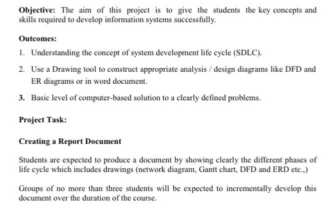 Solved Objective: The aim of this project is to give the | Chegg.com