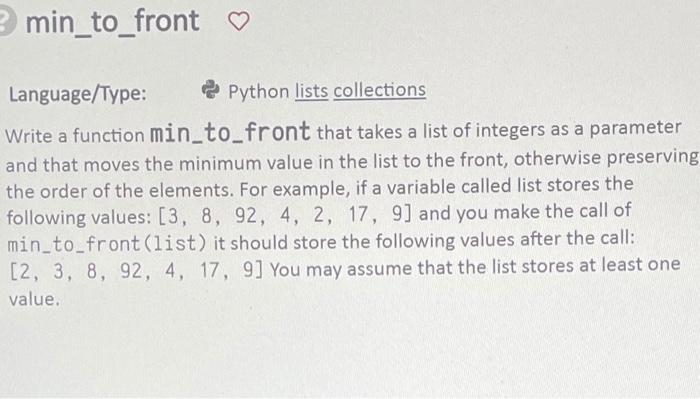 Solved ? flip_half ♡ Language/Type: Python list collections | Chegg.com