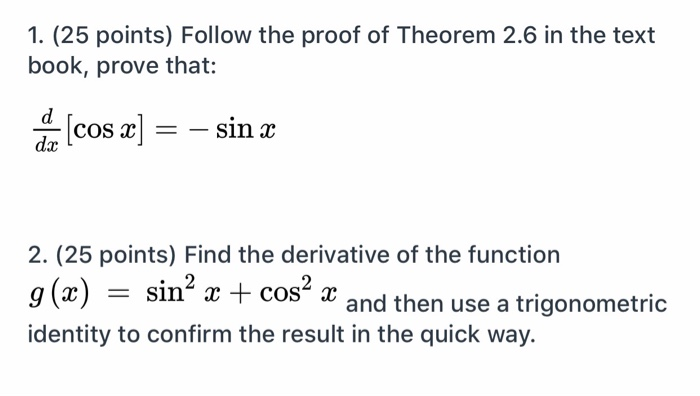 Solved 1. (25 points) Follow the proof of Theorem 2.6 in the | Chegg.com