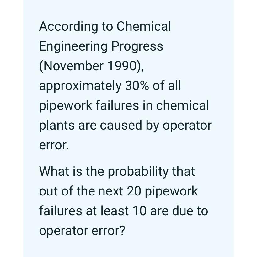 Solved According to Chemical Engineering Progress (November | Chegg.com