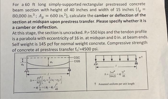 Solved For a 60ft long simply-supported rectangular | Chegg.com