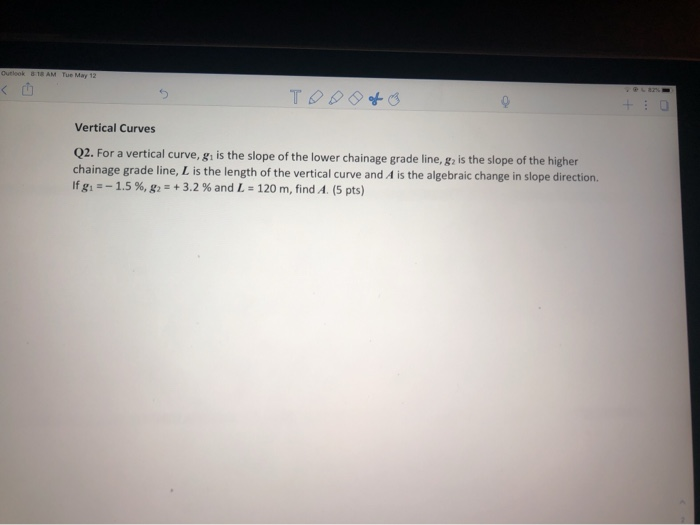 Solved utlook B18 AM Tue May 12 Vertical Curves Q2. For a | Chegg.com