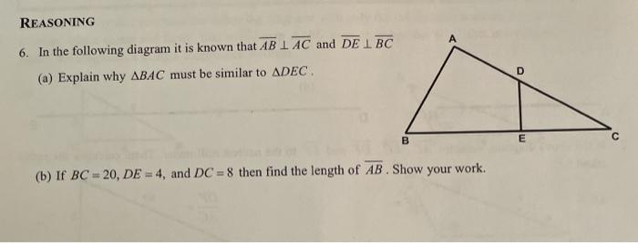 Solved REASONING 6. In the following diagram it is known | Chegg.com