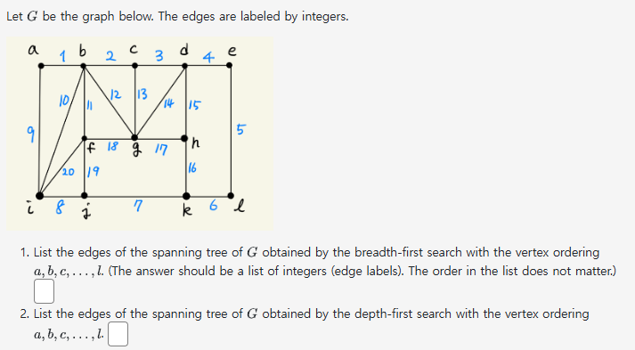 Solved Let G be ﻿the graph below. The edges are labeled by | Chegg.com
