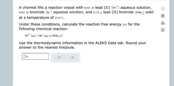 Solved A Chemist Fills A Reaction Vessel With 0.851 M Lead | Chegg.com