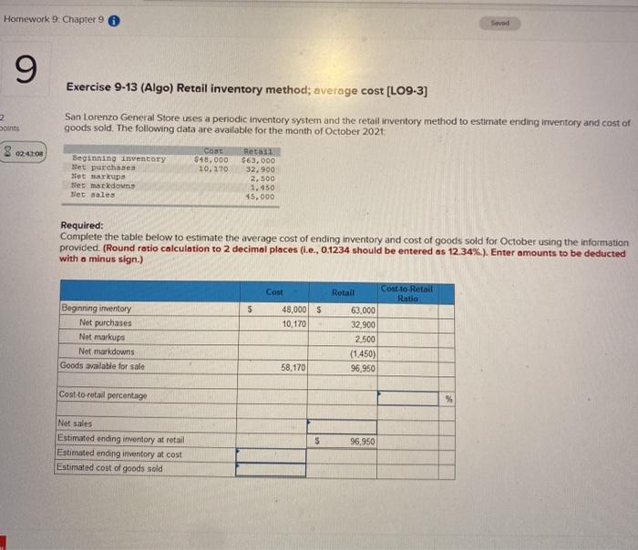Solved Homework 9: Chapter 9 Swed 9 Exercise 9-13 (Algo) | Chegg.com