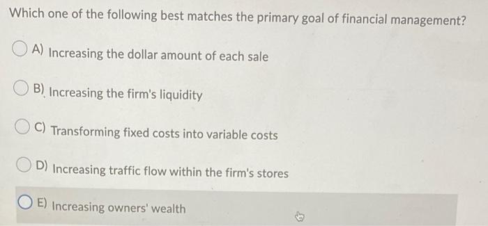 Solved Which One Of The Following Best Matches The Primary Chegg